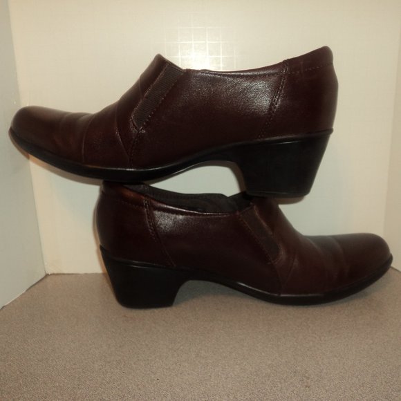 Clark's Womens Size 10M Brown Leather Shoes Slip On - Picture 6 of 11